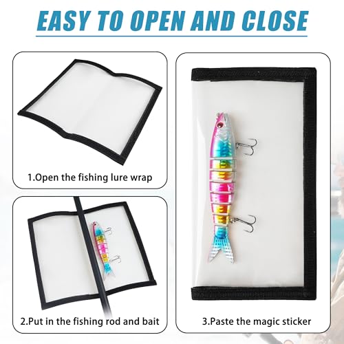 Fishing Lure Wraps,Water-Resistance Clear PVC Fishing Bait Hook Cover Keeps Fish Safe and Easily See Lures Hook Tackle Baits Storage Protector Cover for Saltwater Freshwater 4/8Packs - color: Black, size: 4 Pack - Large (8.0"x4.3")
