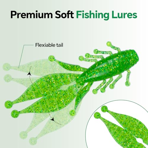 Clearance Bionics-Designed Durable Soft Plastic Fishing Lures Kit with Bonus Accessories, 3/4/5/6 Inch, 9-Type Lifelike Swimbaits in One Gear Set Included Tackle Box for Bass - color: Green