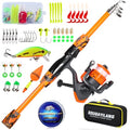 Kids Fishing Rod and Reel Combo,Light Weight Fishing Pole with Spinning Fishing Reel Tackle Bag Lures for Youth,Girls and Boys Good Starter Fishing Kit - color: Orange