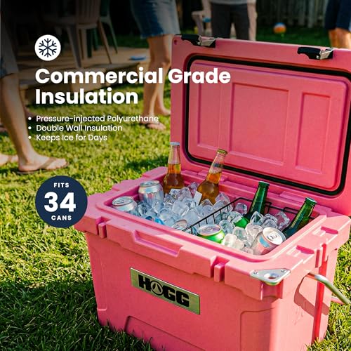 Hogg Rotomolded Coolers, Ice Chest with Wheels, Wheeled Cooler, Rotomolded Ice Chest, Dry Storage, Fishing and Camping Items, Birthday Gifts for Men - color: Desert Flower, size: 20qt