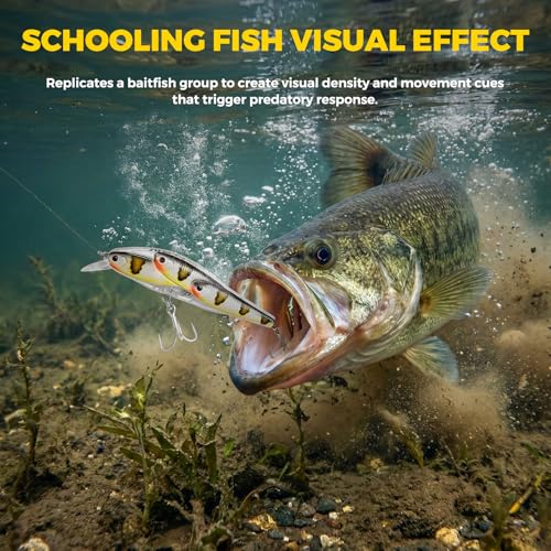 Fishing Lures Minnow Fishing Jerkbait Hard Bait, Noisy Wiggling and Vibrating Actions for More Bites, Deep Diving Swimbait Hard JerkBaits for Bass Pike Trout Walleye Freshwater Saltwater - color: Plectropomus Laevis