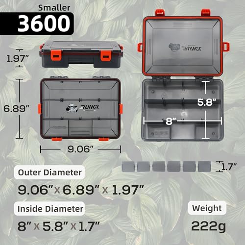 RUNCL Fishing Tackle Box, Waterproof Airtight Stowaway, 3600/3700 Tray Tackle Box with Adjustable Dividers, Plastic Storage Organizer(3700 and 2pcs smaller 3600) - color: 3700 and 2pcs smaller 3600