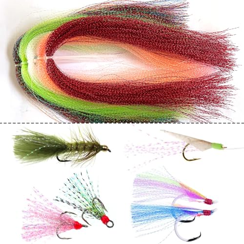 58pcs Fly Tying Materials Set | Complete Clouser Minnow Flies Fly Tying Kit with Hooks,Dumbbell Eyes and Flash Line to Tie Own Bass,Trout