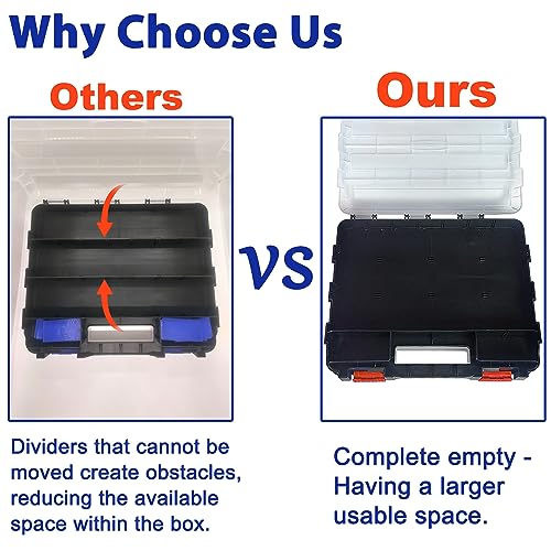 Double Side Tool Box Organizer, Hardware Storage Box, Portable Small Parts Organizer with Removable Plastic Dividers for Screws, Nuts, Nails, Bolts, Grey - color: Grey