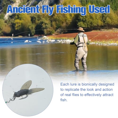 Bionic Fly Fishing Bait, Flies Fishing Lures Kit Trout Jigs Swimbaits Dry Flies Fly Fishing Lures Fish Attractant Fly Fishing Hook for Saltwater Freshwater Bass Panfish 15mm - color: Black-36pcs