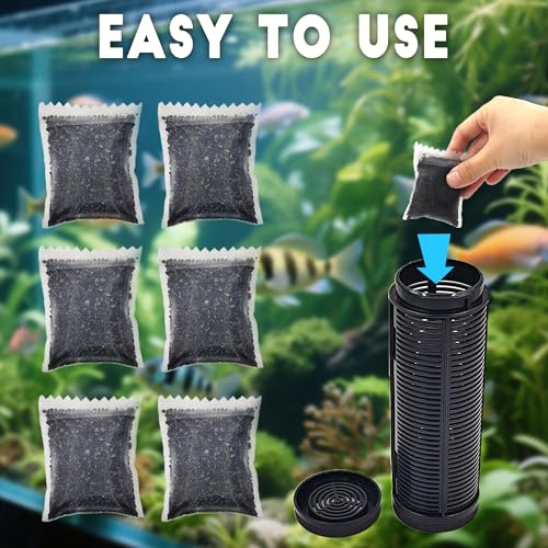 xcivi 6PCS Activated Carbon Filter Media for Marineland Canister Filter | Strong impurity adsorption, absorbs fish waste & leftover feed, monthly replacement, spare storage, cost-saving bulk set