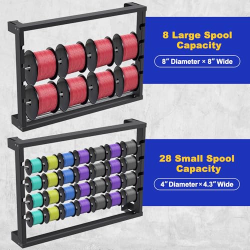 Kipika Portable Wire Spool Rack - Heavy-Duty Steel Cable Dispenser with 4 Adjustable Rods, Spool Rack Holder for Efficient Storage & Dispensing (B: Wall-mounted Wire Spool Holder (4 Rods)) - color: B: Wall-mounted Wire Spool Holder (4 Rods)