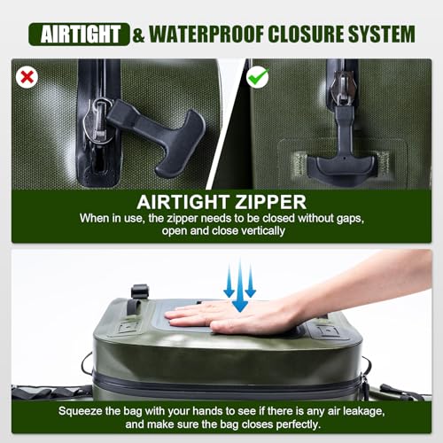 Goture Waterproof Fishing Waist Pack, IPX8 840D TPU Large Tackle Bag with Rod Holder, Airtight Zipper Closure, Fly Fishing Bag with Adjustable Waist Strap, Sling Fanny Pack with 16pcs Popper Flies - color: D1:Fly Fishing Bag with 16pcs Popper Flies