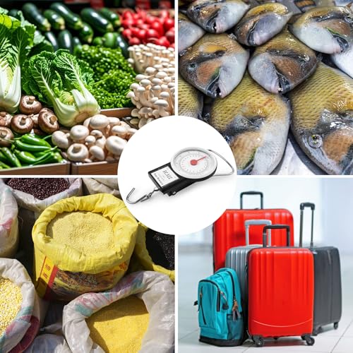 Mechanical Hanging Scale Multi-Purpose Portable Spring Dial Weight Scale with Tape Measure for Fishing Kitchen Farms