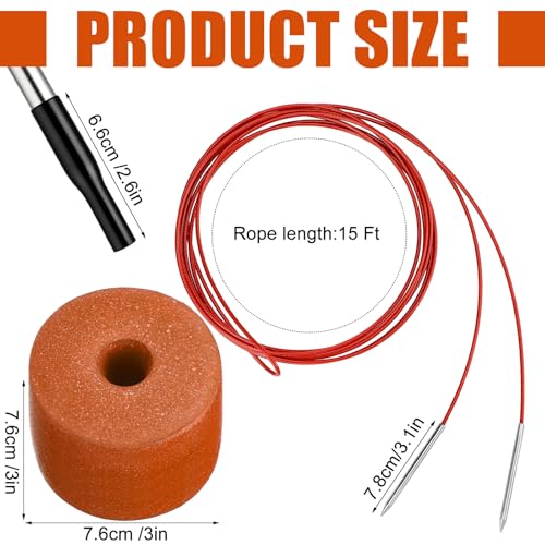 2 Pcs Fishing Stringer Heavy Duty with Float, Fish Stringer System, 15 ft 550lbs Fishing Holder with Metal Needle, Durable Rubber for Caught Fish Freshwater Saltwater Angling - color: Red