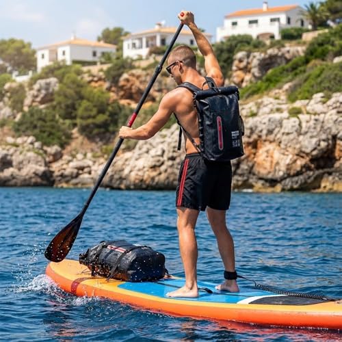 Dry Bag Waterproof 25L-Floating & Lightweight Bags for Women Waterproof Backpack for Kayaking, Boating, Fishing, Paddle Boarding, Camping, Hiking, Roll-Top Seal & Adjustable Shoulder Straps - color: Black