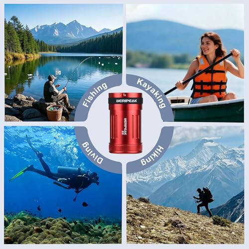 Waterproof Car Key FOB Container, Case, Aluminum Dry Box Holder for Scuba Diving and Watersports Credit Card, Pills, EDC, Kayak Raft Fish Camp Rated to 429ft - color: Red