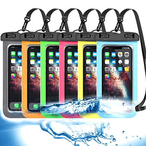 Famoby Up to 8.3" 6 Pack Multicolor Universal Waterproof Phone Pouch, Phone Waterproof Case Dry Bag,Protection Level: IP68,Outdoor Sports for Apple iPhone,Samsung,and More - color: Multicolor 111