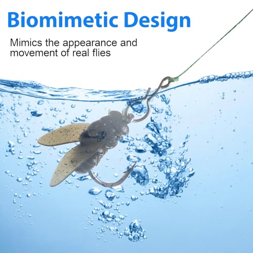 Bionic Fly Fishing Bait, Flies Fishing Lures Kit Trout Jigs Swimbaits Dry Flies Fly Fishing Lures Fish Attractant Fly Fishing Hook for Saltwater Freshwater Bass Panfish 15mm - color: Black-36pcs