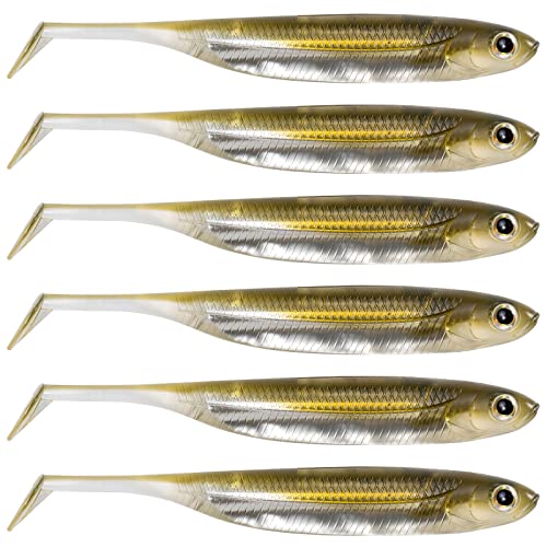 Dr.Fish Paddle Tail Swimbaits, Soft Fishing Lures for Bass Fishing 2.75-4.75 Inches, Freshwater & Saltwater Soft Plastic Baits Swim Shad Bait Minnow Lures Drop Shot - color: Pumpkinseed, size: 4.75"-5 Pack