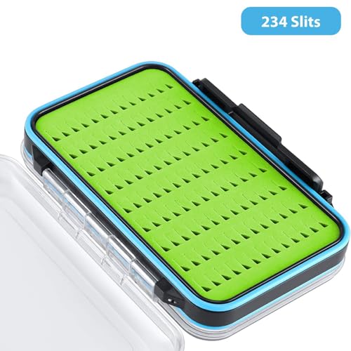 Gonex Fly Boxes for Fly Fishing Jig Boxes Two-Sided Waterproof Lightweight Fly Fishing Box Easy Grip Transparent Lid Fly Fishing Lures Box Sizes A+B+C, Green - color: Green, Black, Transparent, size: SizeA+SizeB+SizeC