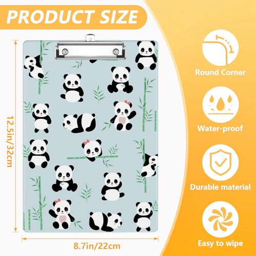 Cute Panda Clipboard, Decorative Clip Board with Metal Clip Cute Plastic Clipboards A4 Standard Size 8.5" x 12.5" for Nurses, Students, Office - color: Panda