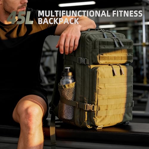 LUPU TACTICAL Backpack for Men and Women 45L ，Army Green