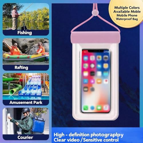 1PCS Waterproof Phone Case - Universal Fit for iPhone 14/13/12 & Android Phones - Submersible Up to 100ft for Kayaking, Fishing, Rain,etc.(Black/White/Pink) (Pink) - color: Pink