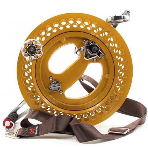9KM DWLIFE 11in Kite Reel Winder with Shoulder Strap, Aluminum, Ratchet Lock Brake, Smooth Rotation Ball Bearing, Line-Guide, Large Single Line Kite Flying