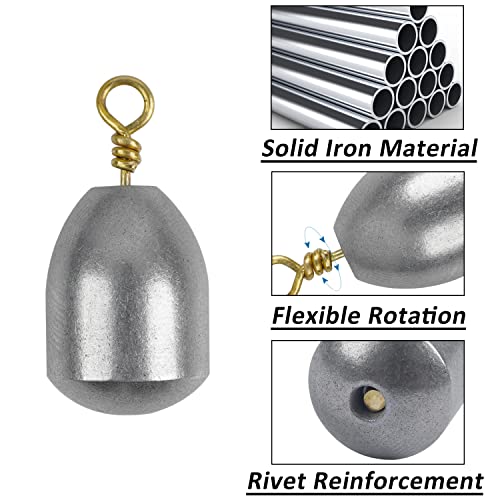 Iron Fishing Weights Sinkers, 20/58pcs Lead Free Steel Fishing Weights Bass Casting Sinkers for Saltwater Freshwater Bass Trout Catfish - style: 20pcs