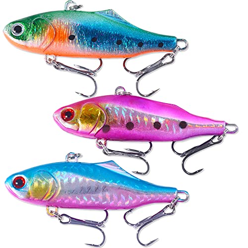 Lipless Crankbait, Rattle Trap Fishing Lures for Freshwater Saltwater, Lipless Crankbaits for Bass Fishing Lure Set for Bass Trout Walleye Redfish Pike, 5pcs with Box - color: E:2.95in/0.8oz/5pcs