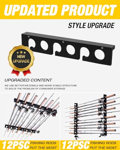 Ghosthorn Fishing Pole Rod Racks Wall or Ceiling Mounted Fishing Pole Rod Holders for Garage Storage Organizer Fishing Gear Equipment for Men Women - style: black 4 sets hold up 24 rods