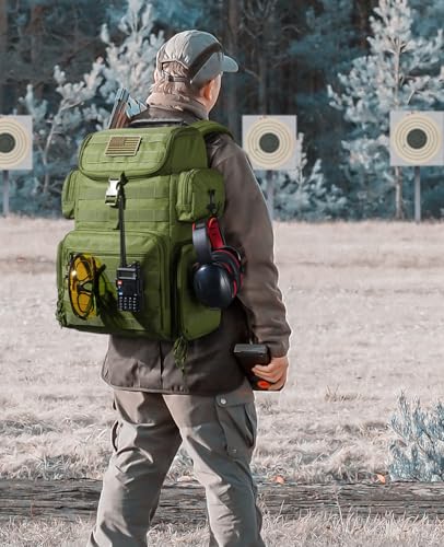 CVLIFE Tactical Range Backpack with Removable Divider, Gun Cases Bag with 4 Pistol Carrying Cases, Rucksack for Shooting (Army Green, Medium) - color: Army Green