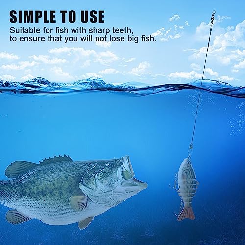 Fishing Leaders Saltwater,60pcs Stainless Steel Wire Leaders with Swivels Snap High Strength Fishing Line Leader for Connect Fishing Tackle Lure Bait Rig Hooks,6/8/10inch - color: Black - 60pcs (6"+8"+10")