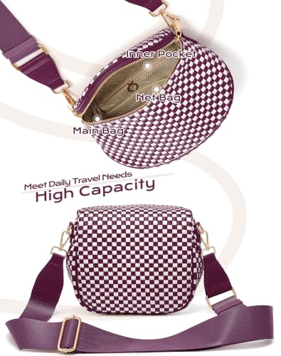 Trendy Woven Checkered Crossbody Bum Bag for Women，PU Leather Checkered Purse Fanny Packs Belt Bag (Woven Bum Bag - Wine Red White) - color: Woven Bum Bag - Wine Red White