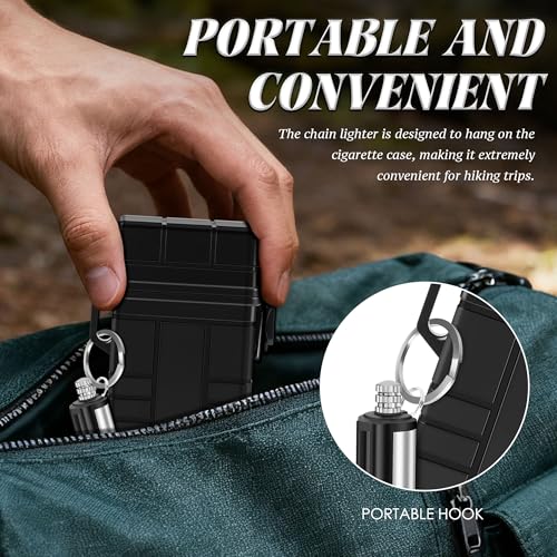 X-LIGHTER Waterproof Cigarette Case 100s King Size, with 2pcs Permanent Match Lighter, Multi-Function EDC Cigarettes Holder Cases for Outdoor, Camping, Fishing
