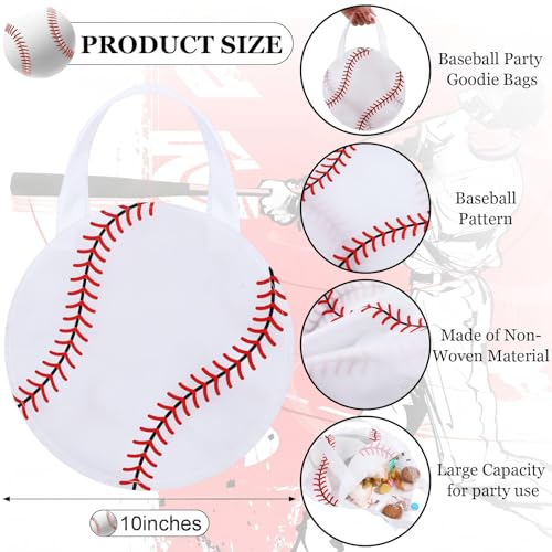 Shihanee 24 Pcs Baseball Party Favor Bags Ball Themed Party Goodie Candy Bags Sport Game Treat Handbags Baseball Non Woven Gift Handbags for Sport Theme Supplies - style: Baseball