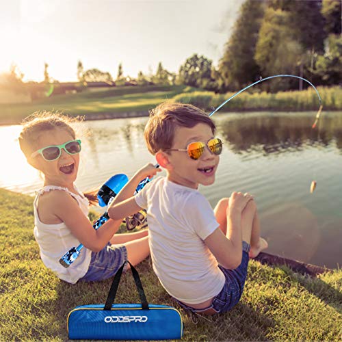 ODDSPRO Kids Fishing Pole, Portable Telescopic Fishing Rod and Reel Combo Kit - with Spincast Fishing Reel Tackle Box for Girls, Youth