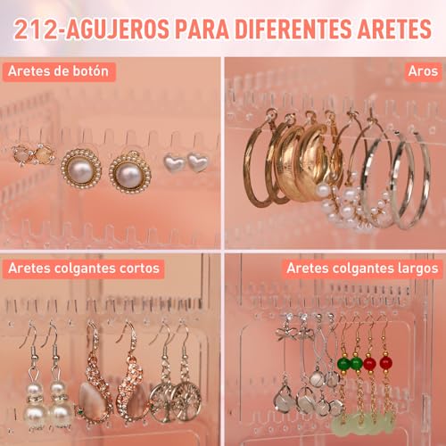 17Dec 360 Rotating Earring Holder Organizer Stand,5 Tiers Acrylic Jewelry Organizers and Storage,Stud Earring Organizers and Storage,212 Holes and 212 Grooves for Earrings Necklaces chain bracelet - color: 5-Tier,Black