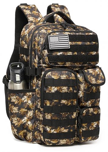 Wotony Tactical Backpack - Military waterproof backpack with multiple pockets and tactical gear for the outdoors (Yellow Maple Leaf, 30L) - color: Yellow Maple Leaf, size: 30L