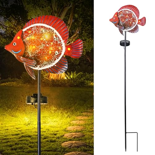 Yiosax-Solar Outdoor Lights Decorative-Yard Outdoor Decorative - Garden Stakes Clownfish Decorative Waterproof 7 LED Light Decor Ocean Beach Theme for Garden Lawn Path Yard Decoration Gift Idea, Red - style: Clownfish