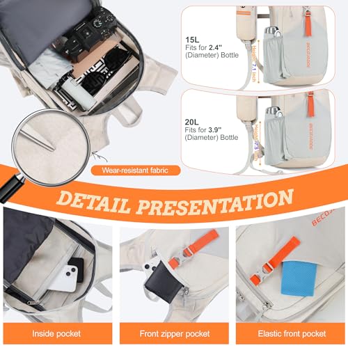 BECOJADDE 15L Small Hiking Backpack for Men Women Foldable Packable Back Pack Ultralight Hiking Daypack for Travel Camping Outdoor, Beige - color: Beige, size: 15L