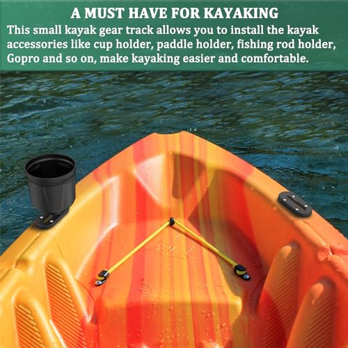 Huntury Kayak Track, Kayak Low Profile Track, Kayak Rail, Kayak Accessories Mount Track, Kayak Gear Track for Fishing Rod Holder, Fish Fider, Cup Holder, Anchor Cleats - style: 4pcs 4“ Length