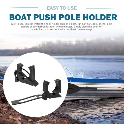 Boat Hook Holder Clips Replacement for SOF-LOC Gaff Hook Holder with Rubber Spring Strap, Marine Holder Fits for Boat Hook, Paddle Holder, Oar Mounts, Boat Net, Gaff, Push Pole, Anchor Pole, 2 Pack.