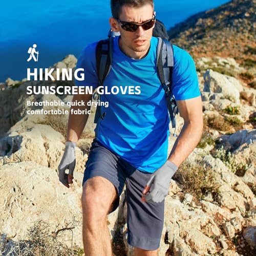 Unisex UV Protective Fingerless Gloves UPF 50+ Summer Sun Glove for Outdoor Fishing Cycling Hiking Driving Kayaking - color: Grey, size: Medium