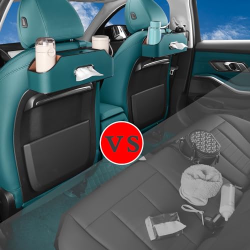 Car Seat Back Organizer - Stylish & Functional Storage for Family Adventures - Cup Holders, Tissue Box & Hooks - Perfect for Kids, Road Trips & Travel (Navy Blue) - color: Navy Blue
