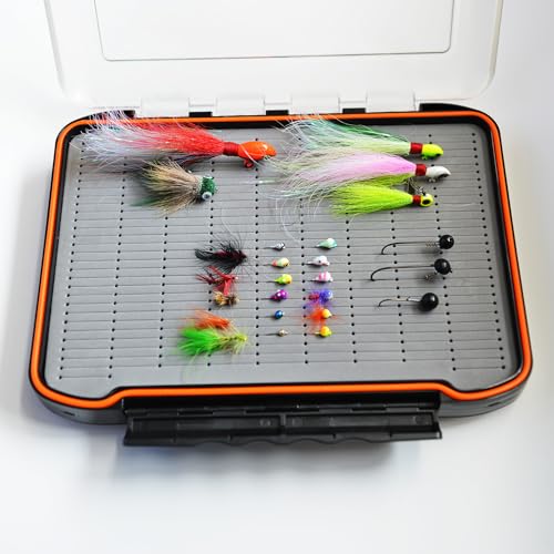 Alichino Fly Box for Fly Files Ice Jig Box Two Sided Waterproof Fly Fishing Box for Nymphs and Streamers (Grey Foam Insert C, Extra Large 11.8 * 8.4 * 2.2Inch) - size: Extra Large 11.8 * 8.4 * 2.2 Inch