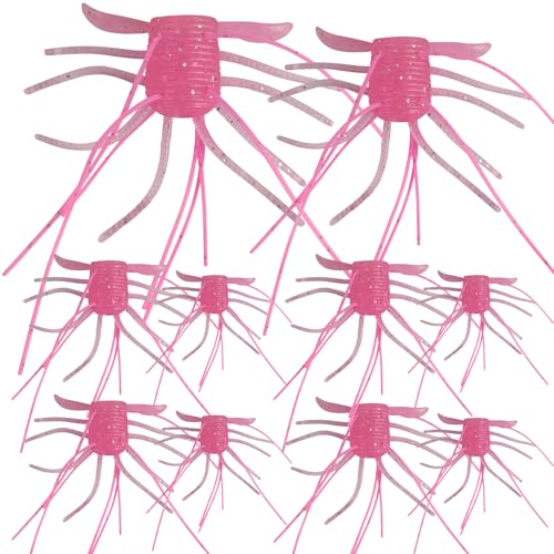 Eupheng Silicone Soft Dice Fishing Lures with Multiple Tentacles, Handmade Slow Sink Bass Fishing Soft Plastic Baits for Drop Shot, Finesse, Wacky Rig - color: Pink, size: 10PCS-(1.8g & 2.8g)