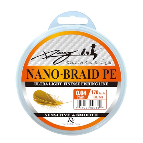 Ultra Slim Braided PE Fishing Line, Strong Knot Strength, Deign for Ultra Light Freshwater Fishing, Come with 3lb Test or 5lb Test, 170Yds Each Spool - color: Orange, size: 0.04mm-3Lbs
