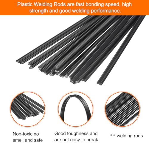 MECCANIXITY 20pcs 8 Inch Plastic Welding Rods PP Welding Strips Welder Rods for Car Bumper, Kayak Repair, Plastic Welder, Black