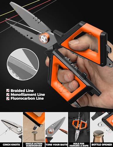 5PC Fishing Tool Kit - Fillet Knife, 2PC Fishing Pliers,Fishing Braid Scissors and Fish Lip Gripper, Fishing Gear for Fly Fishing, Ice Fishing - color: 5PC+Orange