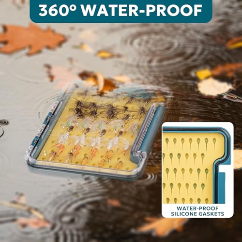 SF 3Pcs Slim Fishing Box Thin Trout Flies Plastic Clear Lid Yellow Silicone Waterproof Fly Fishing Box Small - style: Small-3PCS