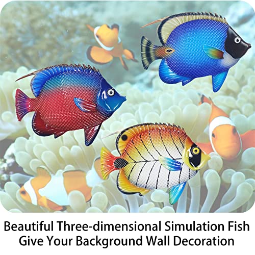 John's Studio Metal Fish Sea Wall Decor Outdoor Garden Hanging Art Sculptures Home Ocean Theme Decorations for Kitchen Bathroom and Pool - 3 PCS - color: Fish 3PCS
