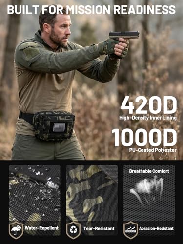 Tactical Sling Bag, Fanny Pack,2in1,CCW & EDC Shoulder Bag with MOLLE & Pistol Holster - 1000D Adjustable Strap for Outdoor Carry Men & Women - color: Camouflage