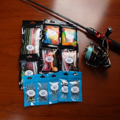 Fishing Lures Soft Bionic Bait 93PCS Set with Paddle Tail Swimbaits Worms Fishing Swivels & Snaps Weights Beads for Bass Fishing